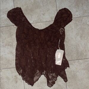 Elegant Brown Lace Top